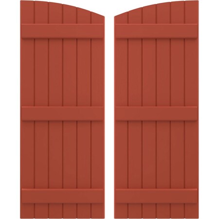 Ekena Millwork Americraft 6-Board (3 Batten) Wood Joined Board-n-Batten Shutters w/Ellipt Top, ARW401BE621X49CLH, PR ARW401BE621X49CLH